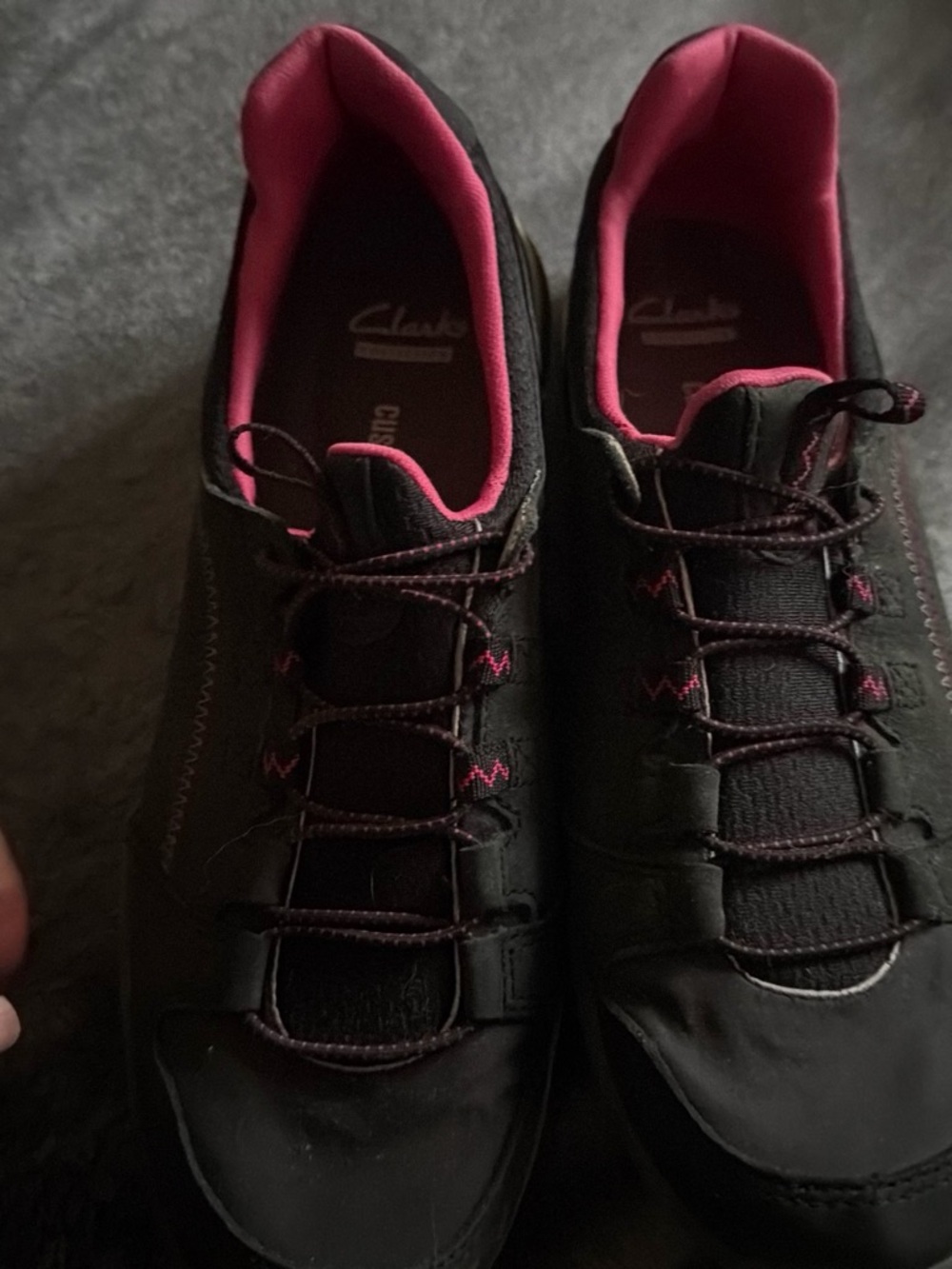 Clarks Women's Black Athletic Sneakers with Pink Lining